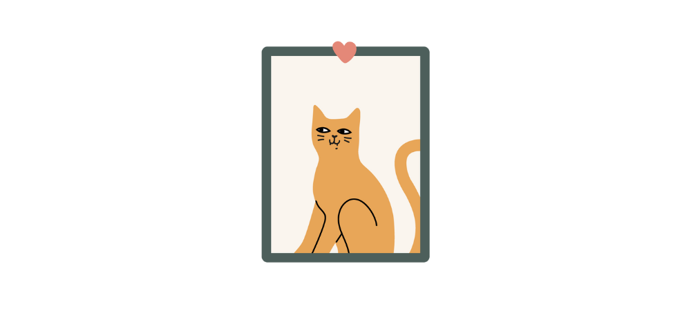 Illustration d'un chat dans un cadre avec un coeur