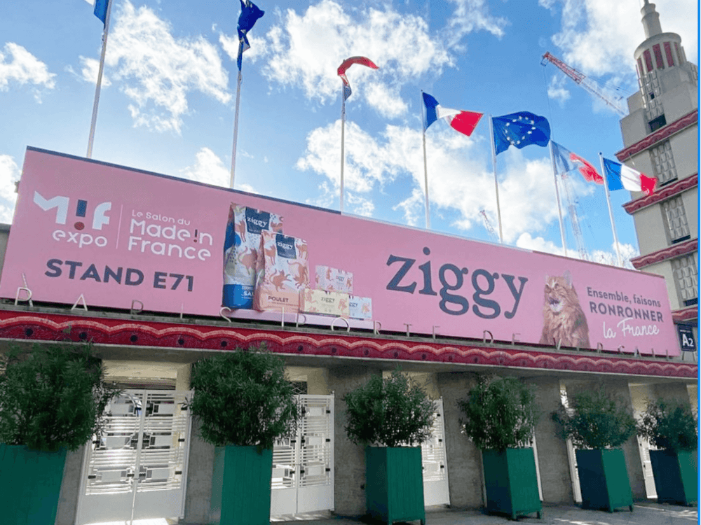 Bâche du Salon du Made in France 2023 avec Ziggy, la marque d'alimentation pour chat