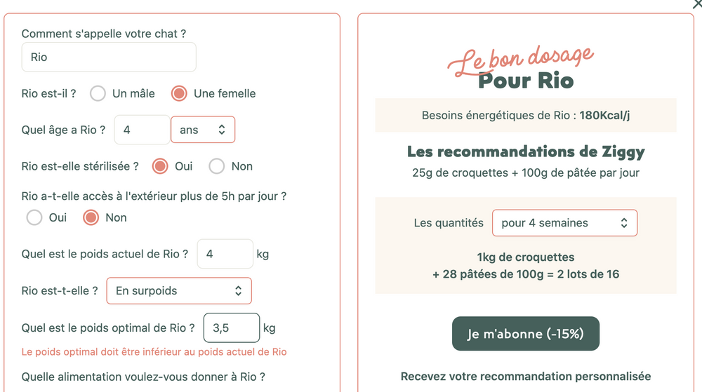 Ziggy - Quelle quantité de croquettes par jour donner à mon chat ?
