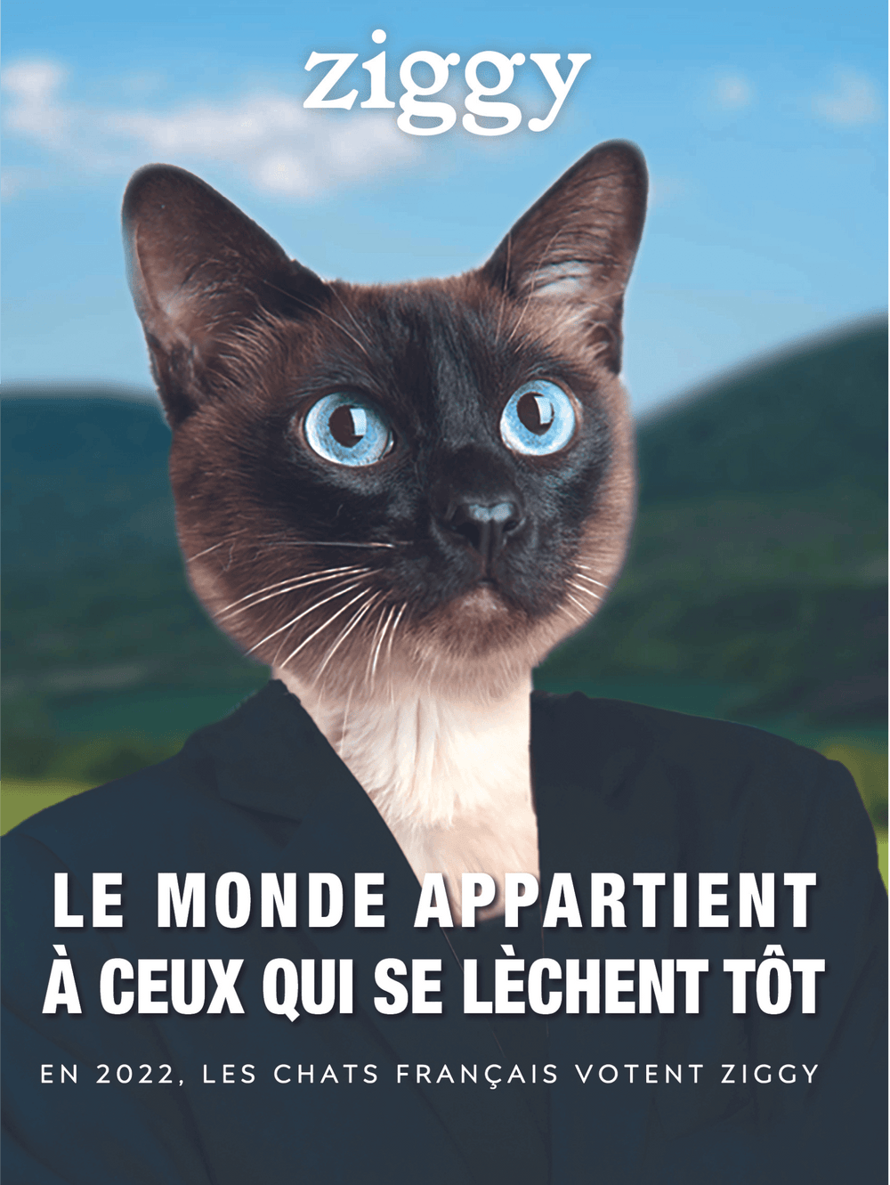Affiche Ziggy le monde appartient à ceux qui se lèchent tôt de la campagne présidentielle