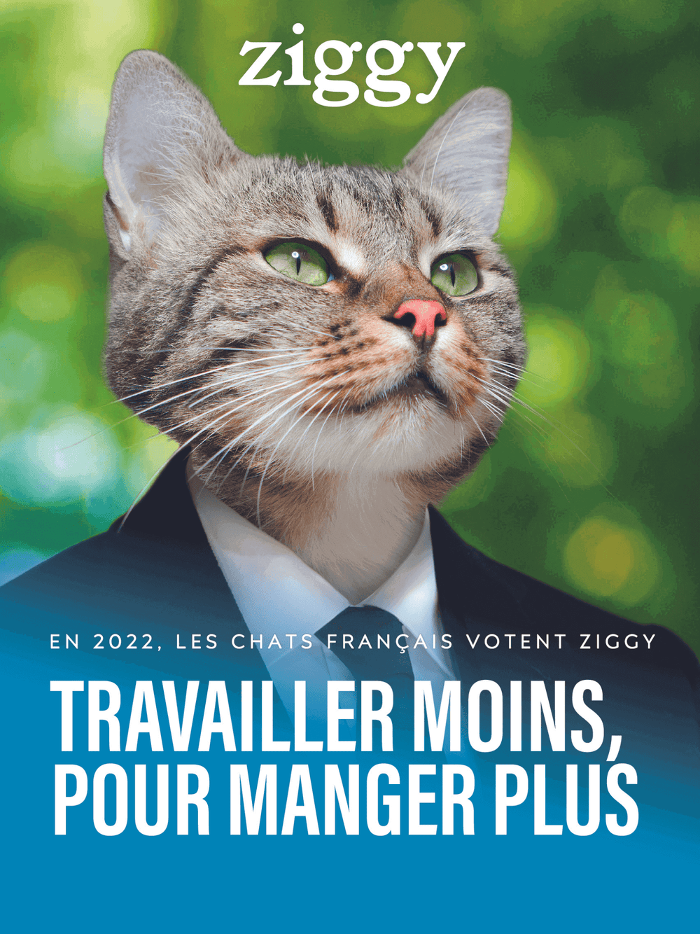 Affiche Ziggy travailler moins pour manger plus de la campagne présidentielle