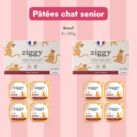 Composition du coffret chat senior : pâtées
