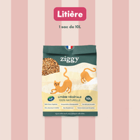 Contenu du Coffret digestion pour chat Ziggy - croquettes et pâtées pour chat adulte stérilisé, probiotiques pour chat et litière
