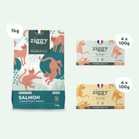 Zusammensetzung des Sets für sterilisierte erwachsene Katzen Ziggy – gesunde, getreidefreie Katzennahrung