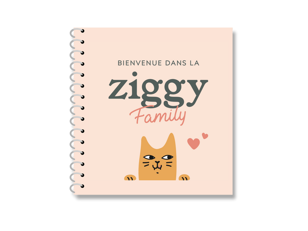 Couverture du guide de bienvenue chez Ziggy, l'alimentation pour chat saine et française