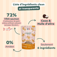 Liste d'ingrédients des Friandises pour chat Ziggy saines, sans amidon et ultra gourmandes