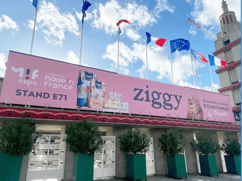 Bâche du Salon du Made in France 2023 avec Ziggy, la marque d'alimentation pour chat