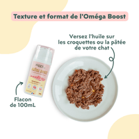 Texture et format de l'Huile de poisson et d'algues pour chat Oméga Boost de la marque Ziggy