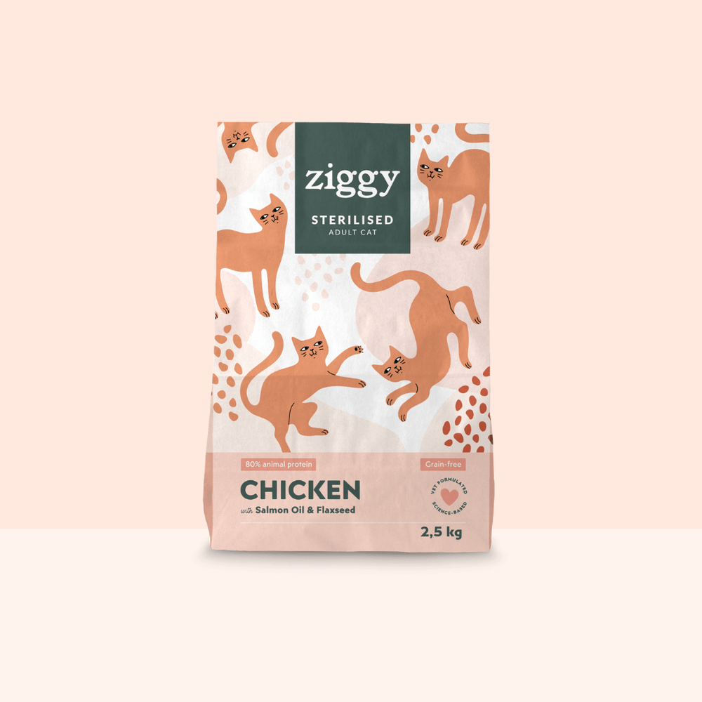 Sac de 2,5 kg de croquettes pour chat adulte stérilisé Ziggy au poulet