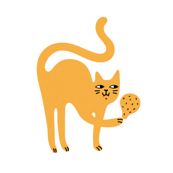 Illustration d'un chat qui mange du pouelt - Mon chat est obèse : quelle alimentation lui donner ?