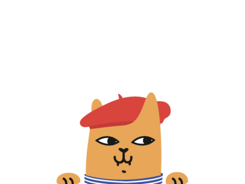 Illustration d'un chat avec marinière et béret