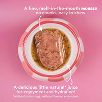 Fine, melt-in-the-mouth texture of Ziggy mousse for sterilised kittens with chicken, seen from above, with its gravy