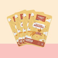 Set mit 4 Beuteln Ziggy Mousse für sterilisierte Kätzchen, getreidefrei, mit Huhn, je 85 g
