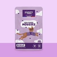 Ziggy grain-free mousse for senior cats with beef: front of the 85 g pouch
